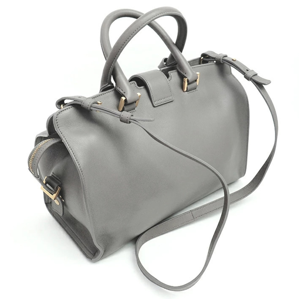 Yves Saint Laurent Cabas Handbag YSL Logo Shoulder Bag Monogram Gray - Picture 2 of 6